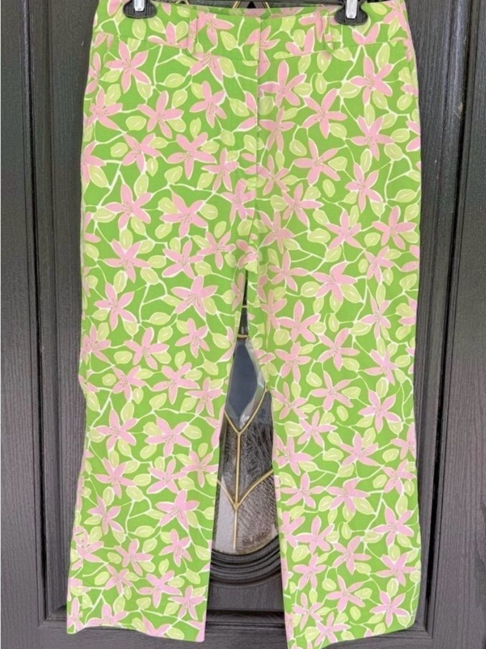 Lilly Pullitzer Floral Green and Pink Pants - 8 - Great Condition